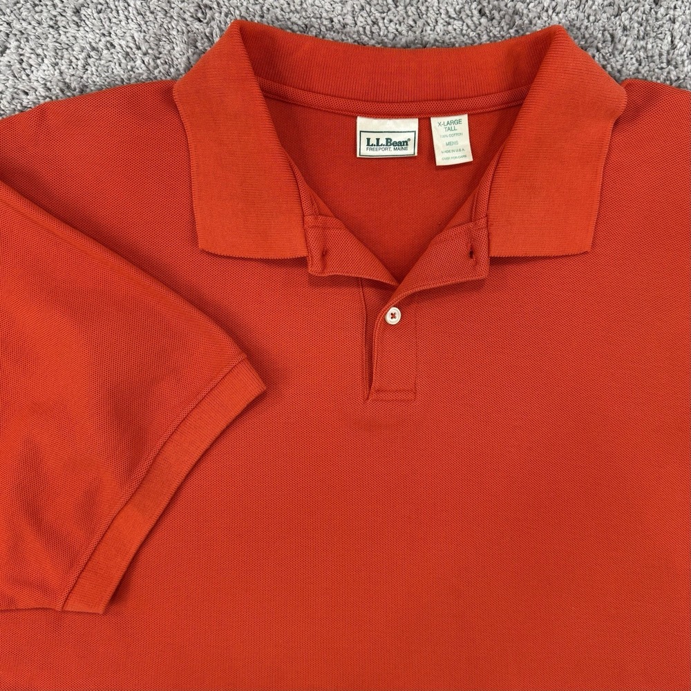 Vintage LL Bean Polo Men's XL-Tall Orange Short Sleeve Made In USA Preppy